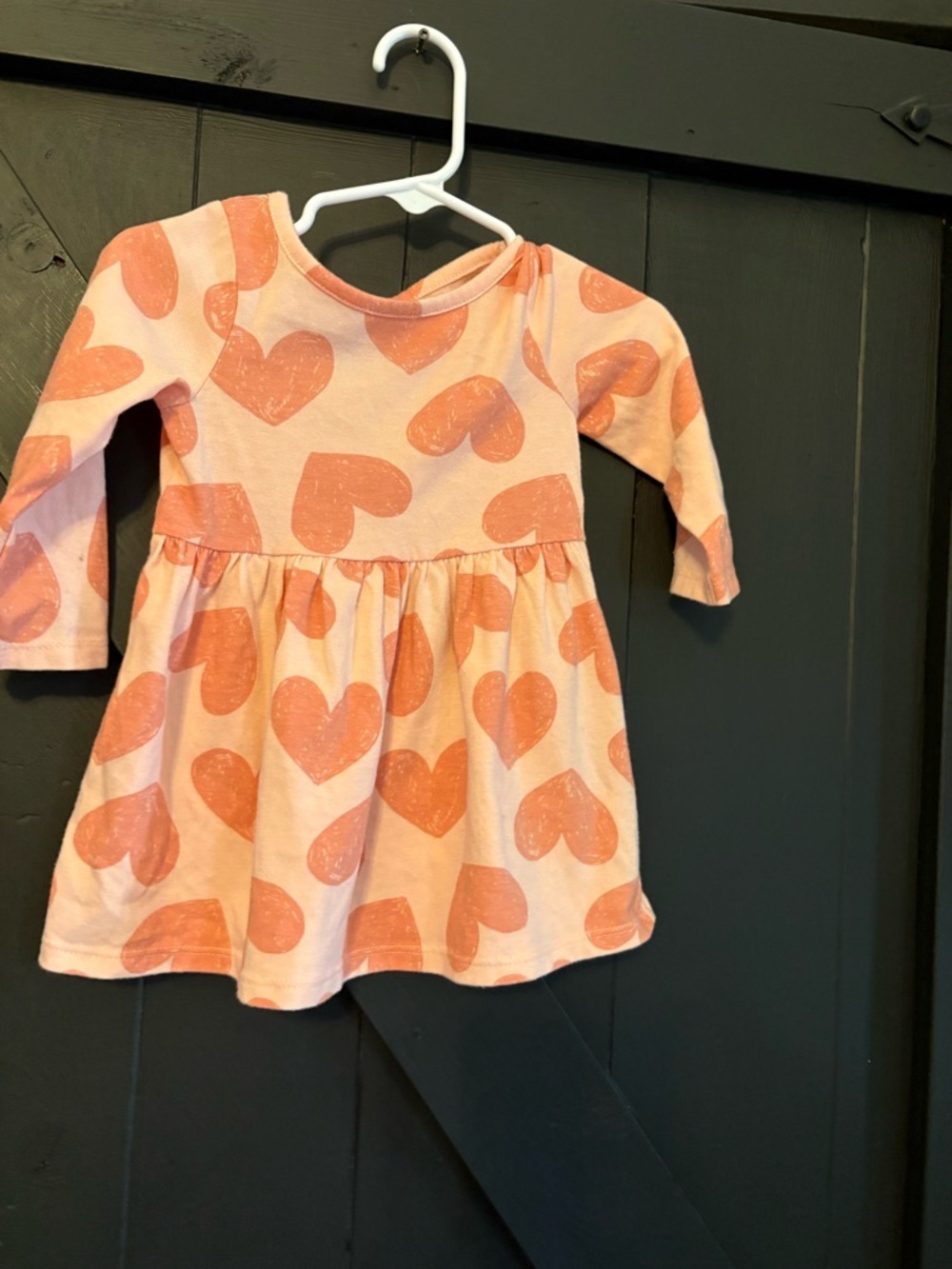 Cat & Jack Peach Heart Print Long Sleeve Dress
